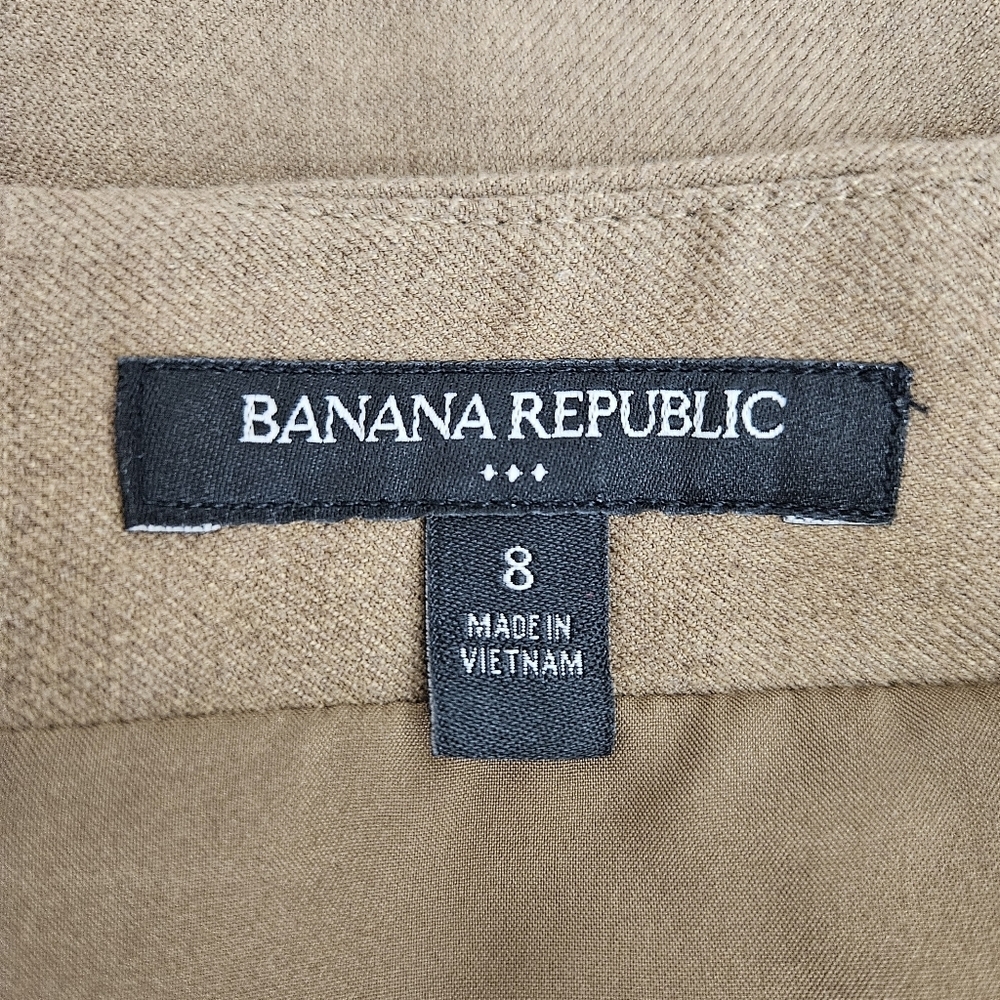 Banana Republic Straight Pencil Skirt Camel Brown Lined Zip Back Career 8 - Picture 4 of 6